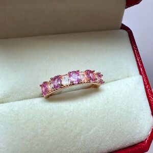 Gorgeous Natural Pink Sapphire Ring on 18K Rose Gold plated S925 Silver!